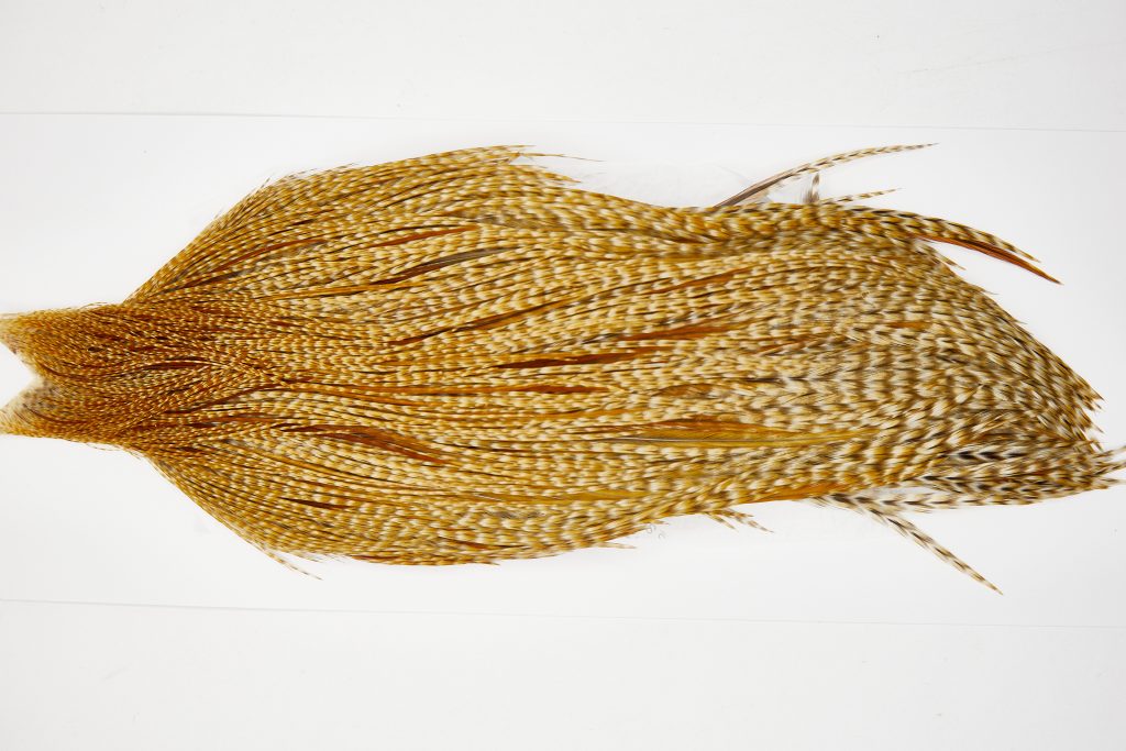 11597 Beaverkill Dry Fly Hackle Rooster Saddle Barred Ginger Ties Size 8-22