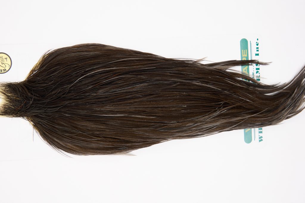 11735 Hebert Dry Fly Hackle Gold Grade Rooster Cape Dark Grey Dun Ties Size 8-22