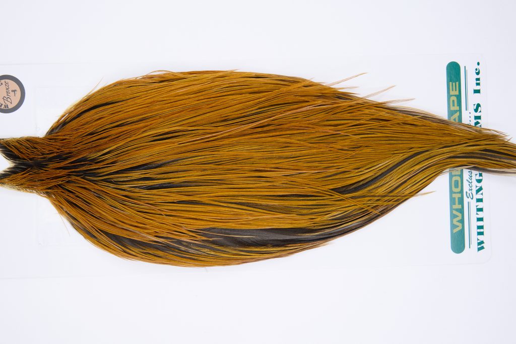 11761 Hebert Dry Fly Hackle Bronze Grade Rooster Cape Light Brown Ties Size 10-20