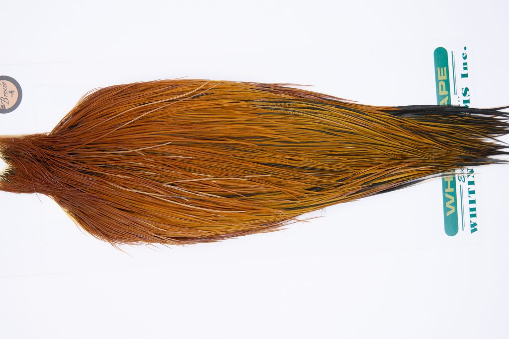 11763 Hebert Dry Fly Hackle Bronze Grade Rooster Cape Light Brown Ties Size 10-22