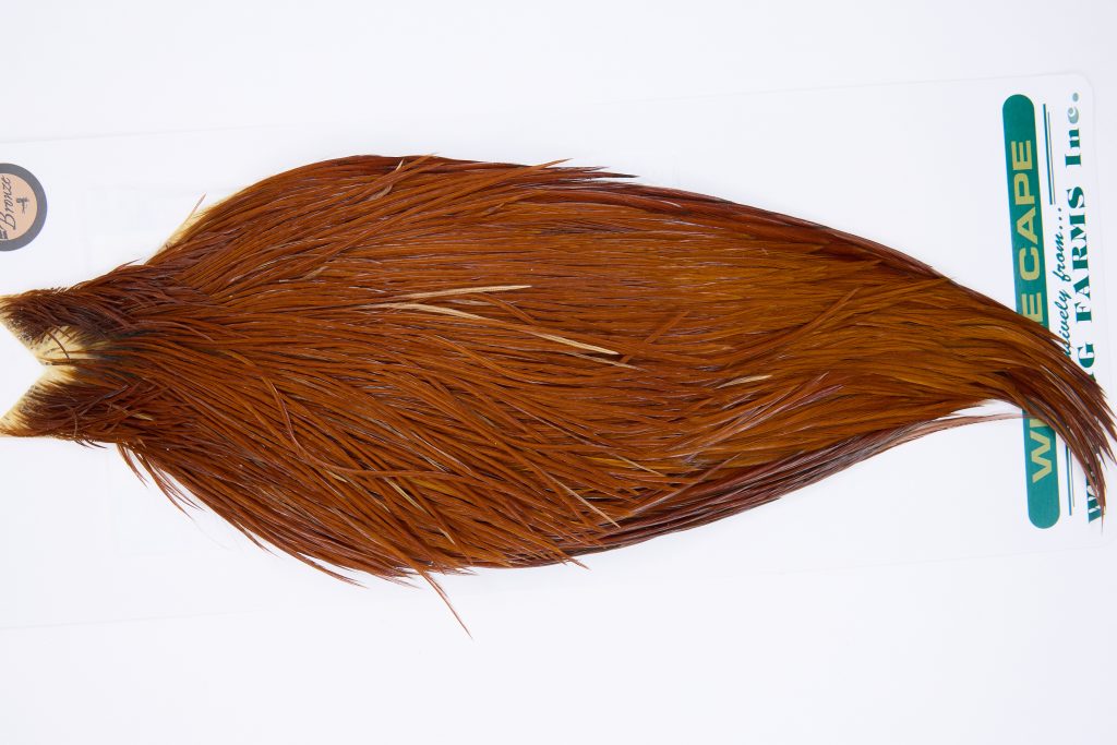 11767 Hebert Dry Fly Hackle Bronze Grade Rooster Cape Medium Brown Ties Size 6-22