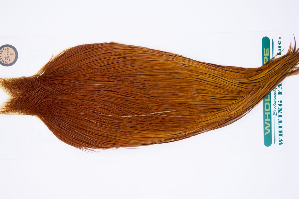 11768 Hebert Dry Fly Hackle Bronze Grade Rooster Cape Medium Brown Ties Size 10-22