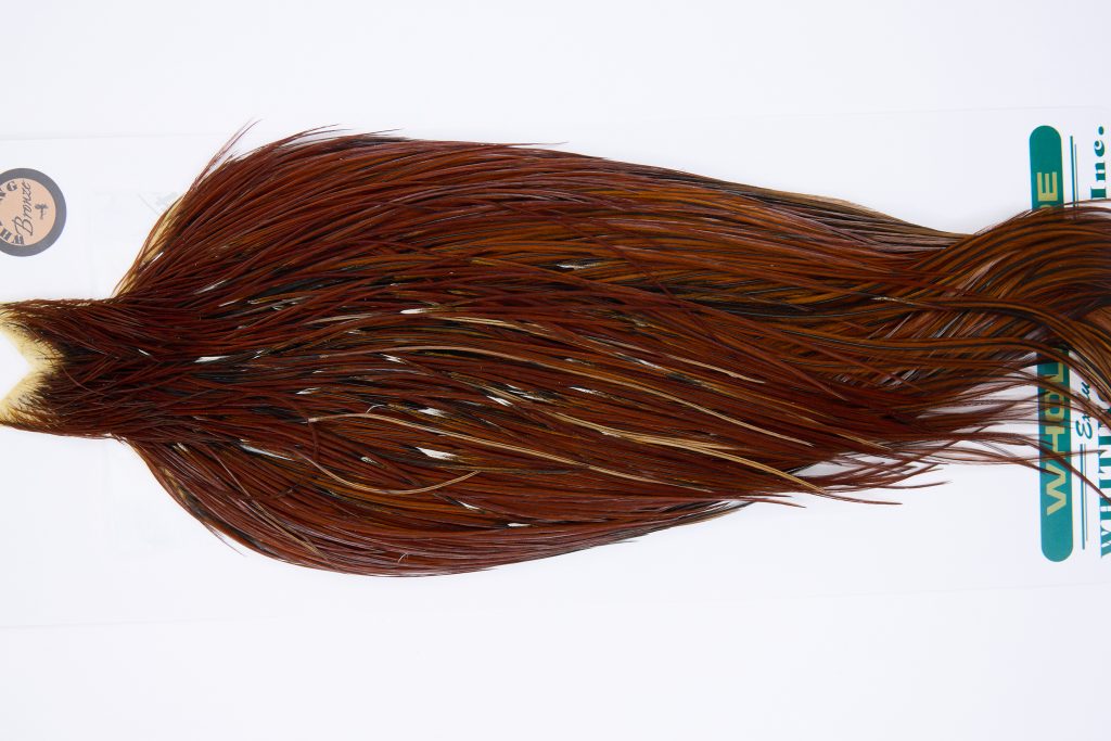 11771 Hebert Dry Fly Hackle Bronze Grade Rooster Cape Medium Brown Ties Size 10-22
