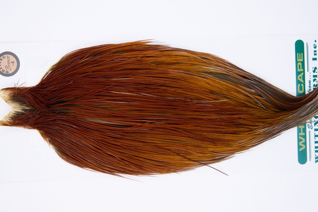 11773 Hebert Dry Fly Hackle Bronze Grade Rooster Cape Medium Brown Ties Size 6-20