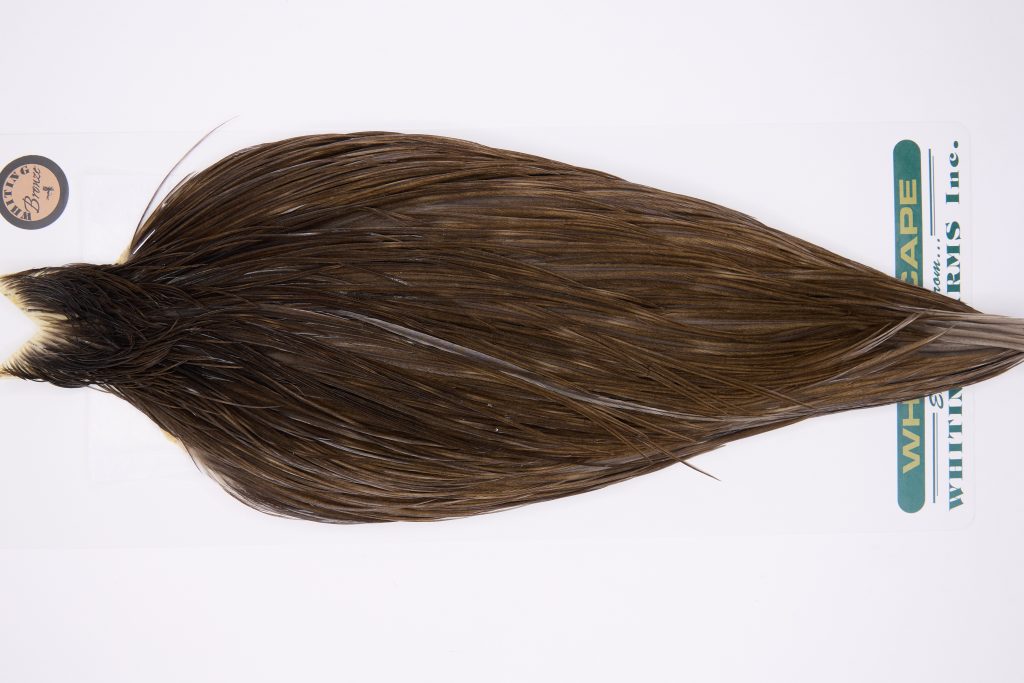 11779 Hebert Dry Fly Hackle Bronze Grade Rooster Cape Dark Grey Dun Ties Size 6-20