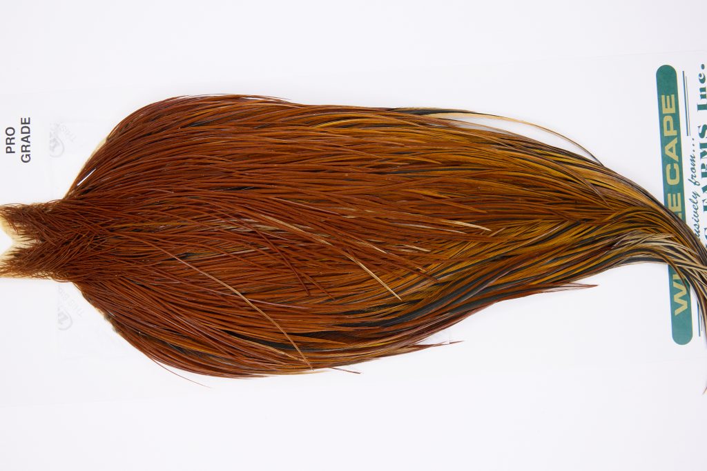 11802 Hebert Dry Fly Hackle Pro Grade Rooster Cape Medium Brown Ties Size 10-22