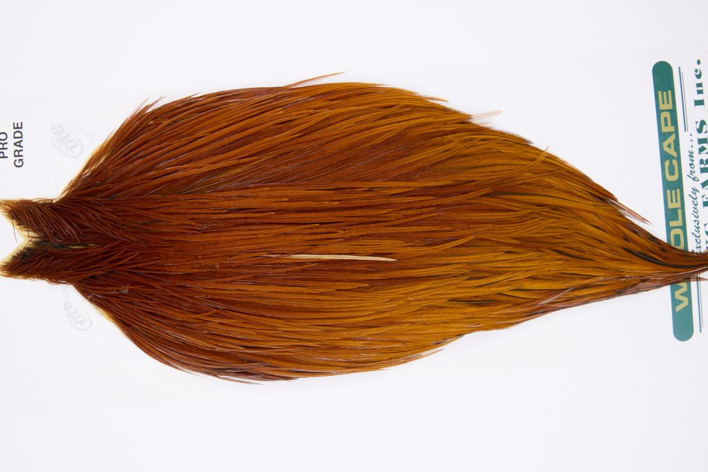 11809 Hebert Dry Fly Hackle Pro Grade Rooster Cape Medium Brown Ties Size 6-22