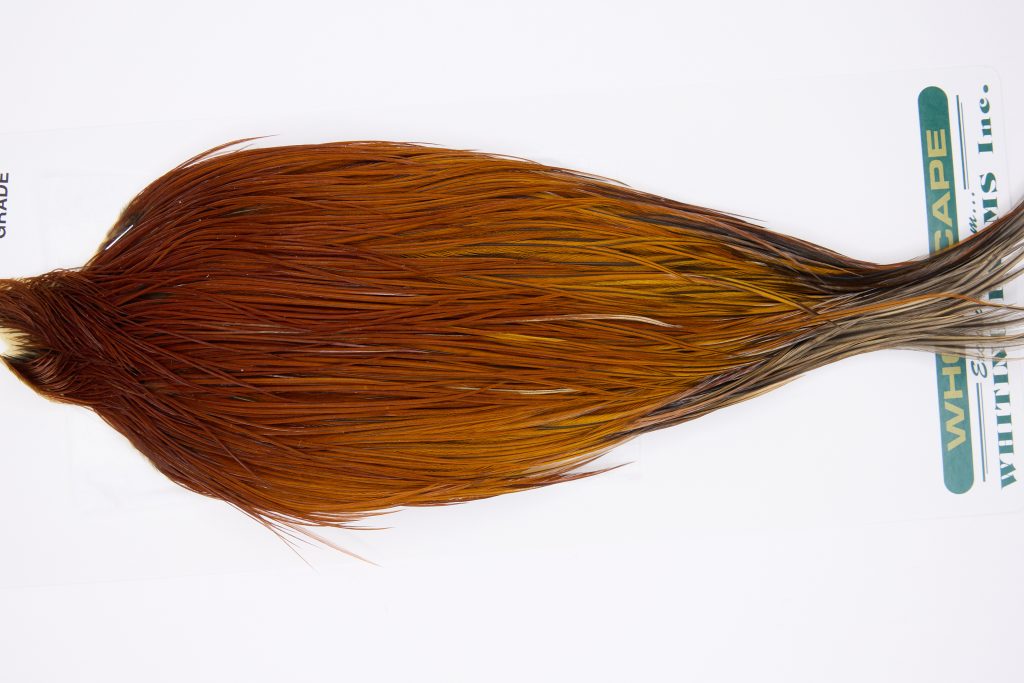 11820 Hebert Dry Fly Hackle Pro Grade Rooster Cape Medium Brown Ties Size 10-22