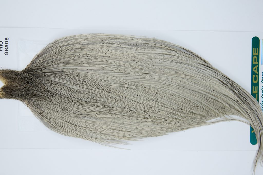 11863 Hebert Dry Fly Hackle Pro Grade Rooster Cape Light Grey Dun Ties Size 10-22