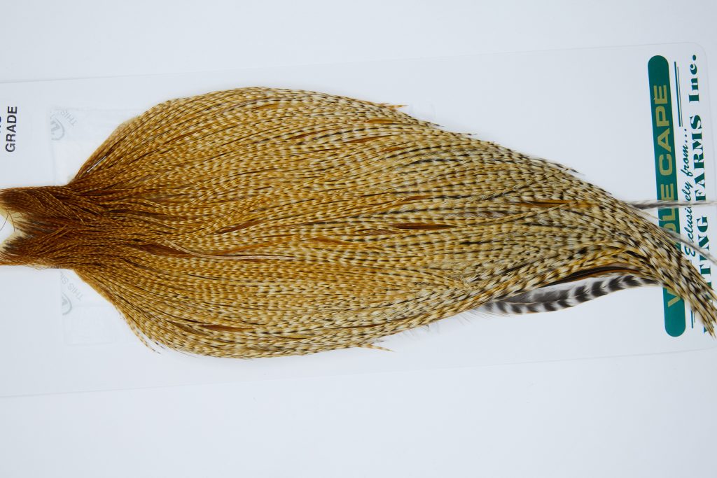 11878 Hebert Dry Fly Hackle Pro Grade Rooster Cape Medium Barred Ginger Ties Size 8-18