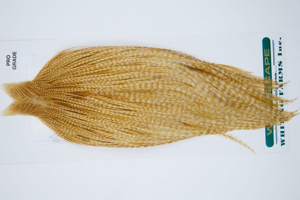 11884 Hebert Dry Fly Hackle Pro Grade Rooster Cape Medium Barred Ginger Ties Size 6-20