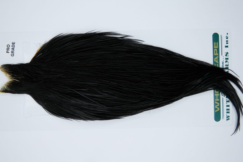 11887 Hebert Dry Fly Hackle Pro Grade Rooster Cape Black Ties Size 10-22