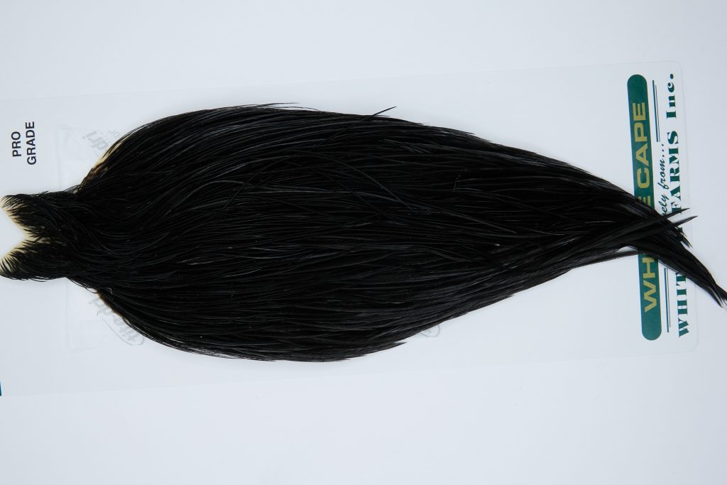 11888 Hebert Dry Fly Hackle Pro Grade Rooster Cape Black Ties Size 10-24