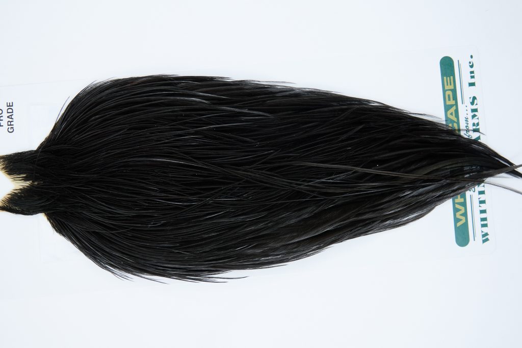 11892 Hebert Dry Fly Hackle Pro Grade Rooster Cape Black Ties Size 10-24