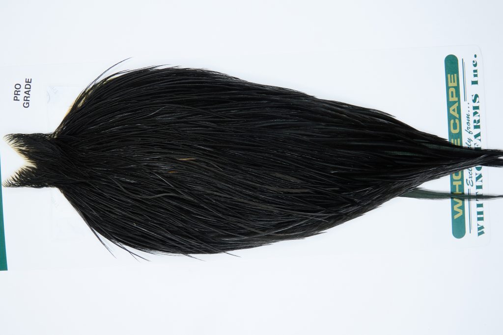 11893 Hebert Dry Fly Hackle Pro Grade Rooster Cape Black Ties Size 8-22