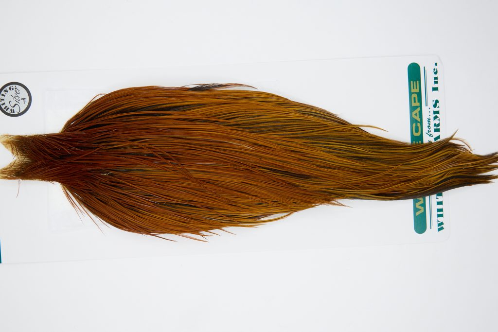 11912 Hebert Dry Fly Hackle Silver Grade Rooster Cape Light Brown Ties Size 12-24