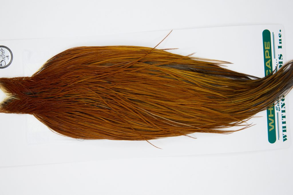 11915 Hebert Dry Fly Hackle Silver Grade Rooster Cape Light Brown Ties Size 12-24