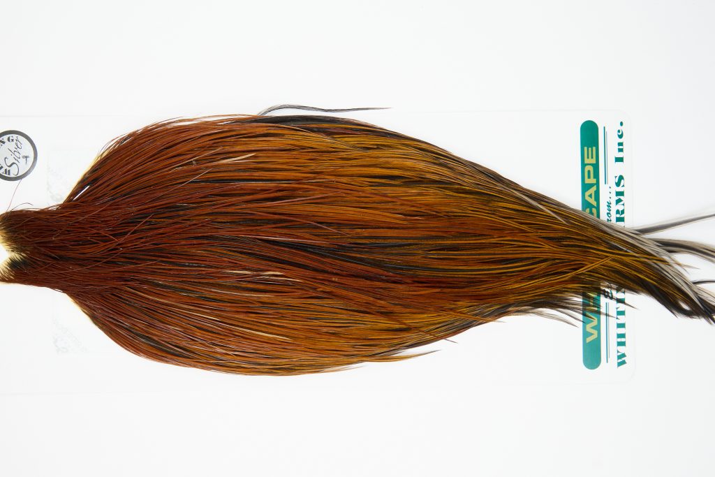 11919 Hebert Dry Fly Hackle Silver Grade Rooster Cape Medium Brown Ties Size 12-24