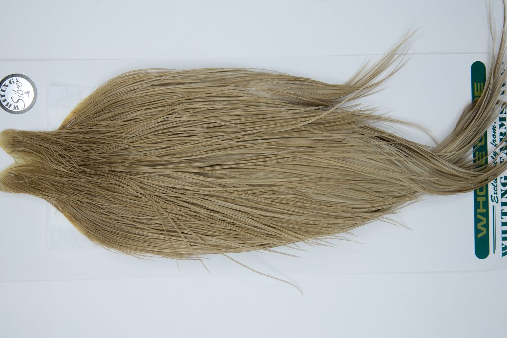 11924 Hebert Dry Fly Hackle Silver Grade Rooster Cape Light Tan Dun Ties Size 10-24