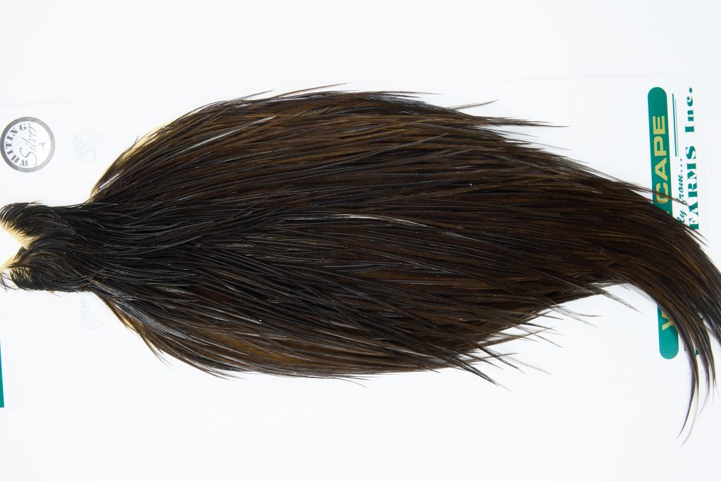 11932 Hebert Dry Fly Hackle Silver Grade Rooster Cape Dark Brown Dun Ties Size 10-24