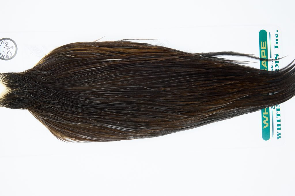 11934 Hebert Dry Fly Hackle Silver Grade Rooster Cape Dark Brown Dun Ties Size 8-22