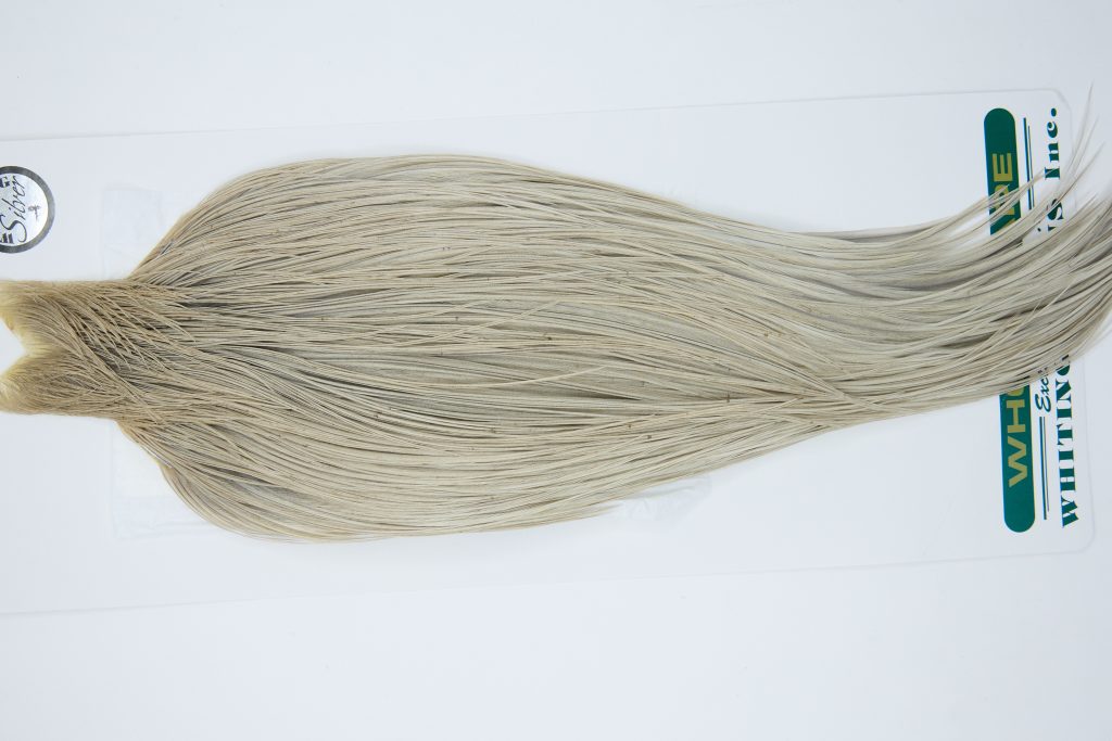 11937 Hebert Dry Fly Hackle Silver Grade Rooster Cape Light Grey Dun Ties Size 10-24