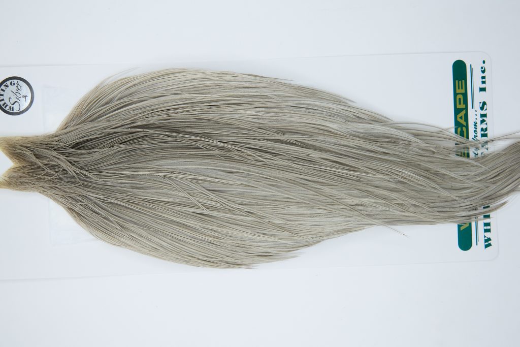 11938 Hebert Dry Fly Hackle Silver Grade Rooster Cape Light Grey Dun Ties Size 10-22