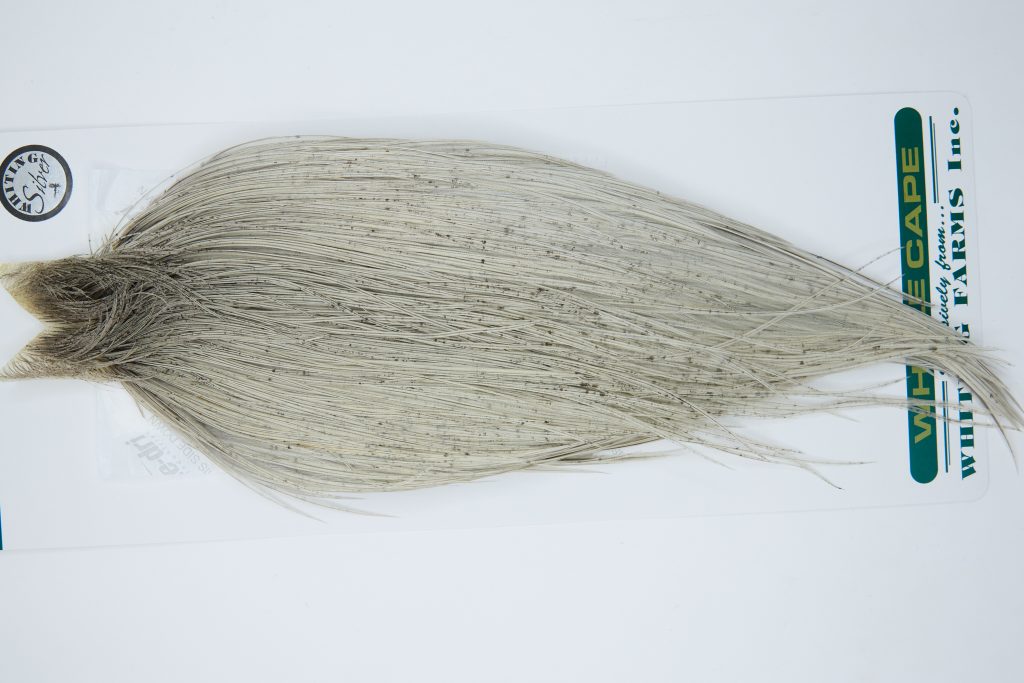 11940 Hebert Dry Fly Hackle Silver Grade Rooster Cape Light Grey Dun Ties Size 10-24