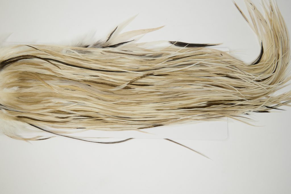 11950 Hebert Dry Fly Hackle Gold Grade Rooster Saddle Pale Watery Dun Ties Size 12-16
