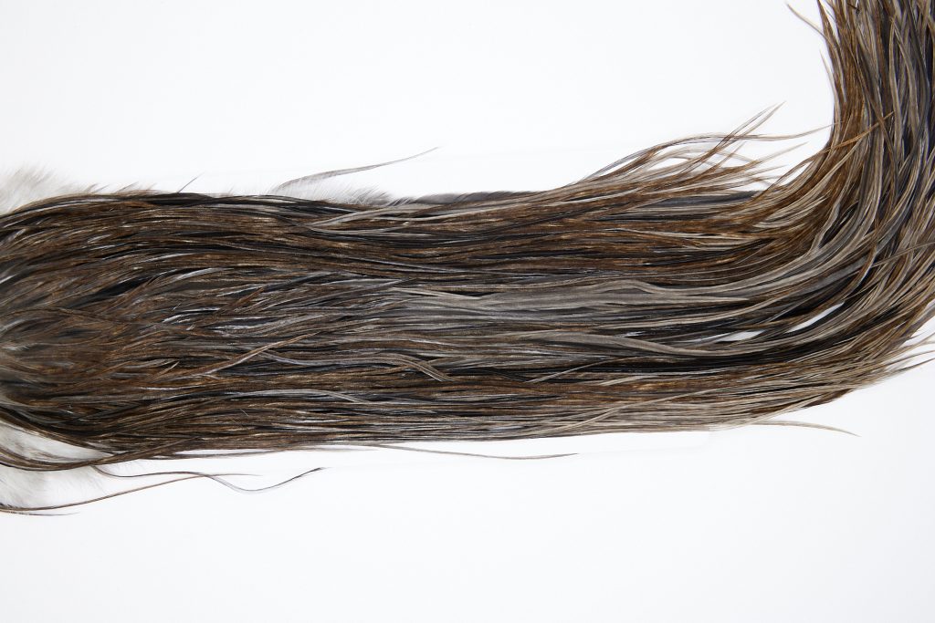 4565a Hebert Dry Fly Hackle Gold Grade Rooster Saddle Dark Grey Dun Ties Size 12-14