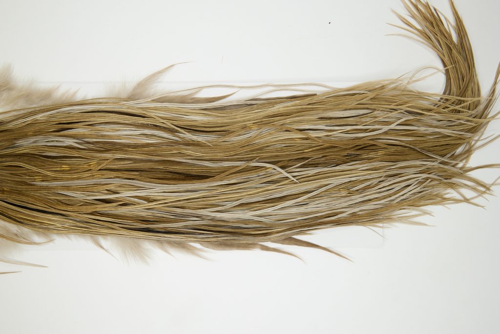 11960 Hebert Dry Fly Hackle Gold Grade Rooster Saddle Brown Grey Dun Ties Size 14-16