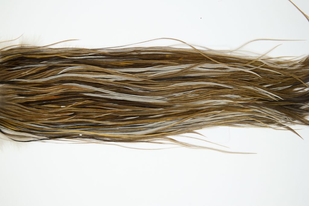 11964 Hebert Dry Fly Hackle Gold Grade Rooster Saddle Dark Brown Dun Ties Size 14-16