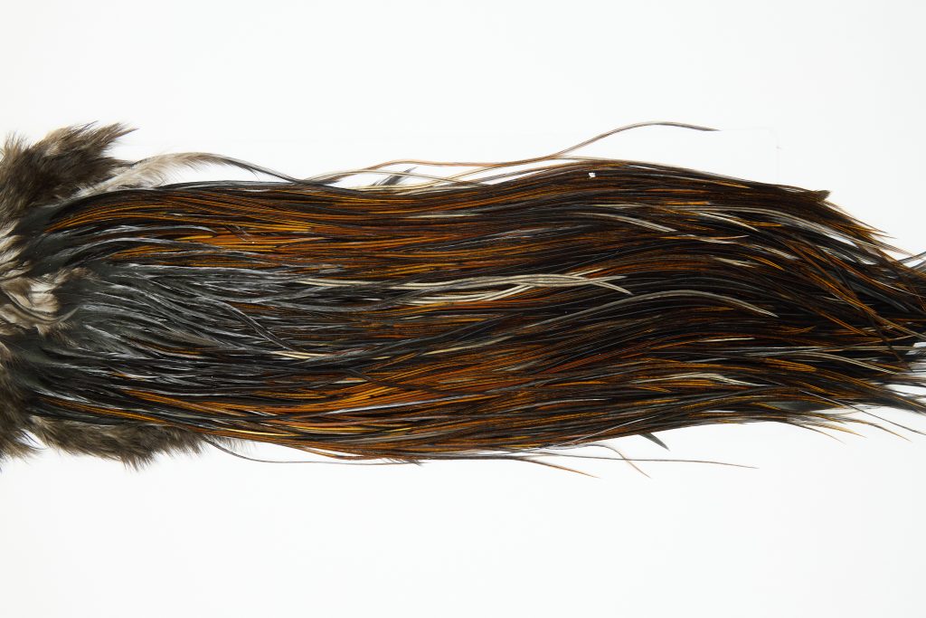 11973 Hebert Dry Fly Hackle Gold Grade Rooster Saddle Furnace Ties Size 16-18