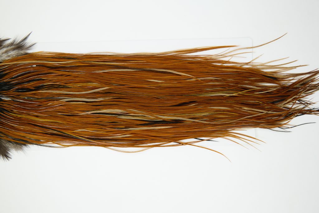 11975 Hebert Dry Fly Hackle Silver Grade Rooster Saddle Light Brown Ties Size 16-18