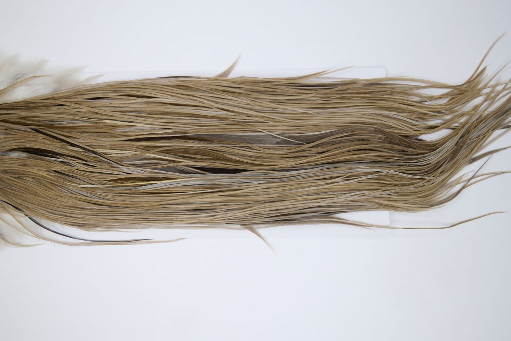 11993 Hebert Dry Fly Hackle Silver Grade Rooster Saddle Medium Brown Dun Ties Size 14-18