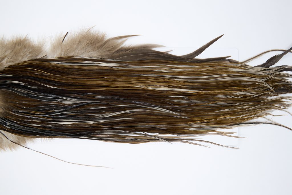 12000 Hebert Dry Fly Hackle Silver Grade Rooster Saddle Dark Brown Dun Ties Size 14-16