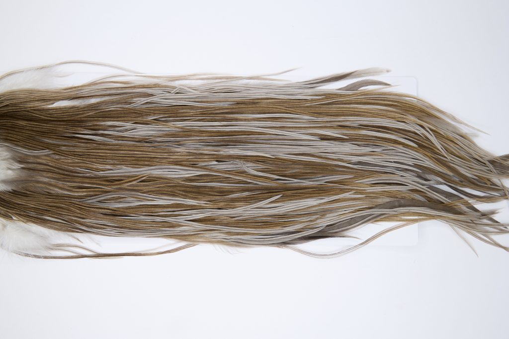 12001 Hebert Dry Fly Hackle Silver Grade Rooster Saddle Brown Grey Dun Ties Size 12-14