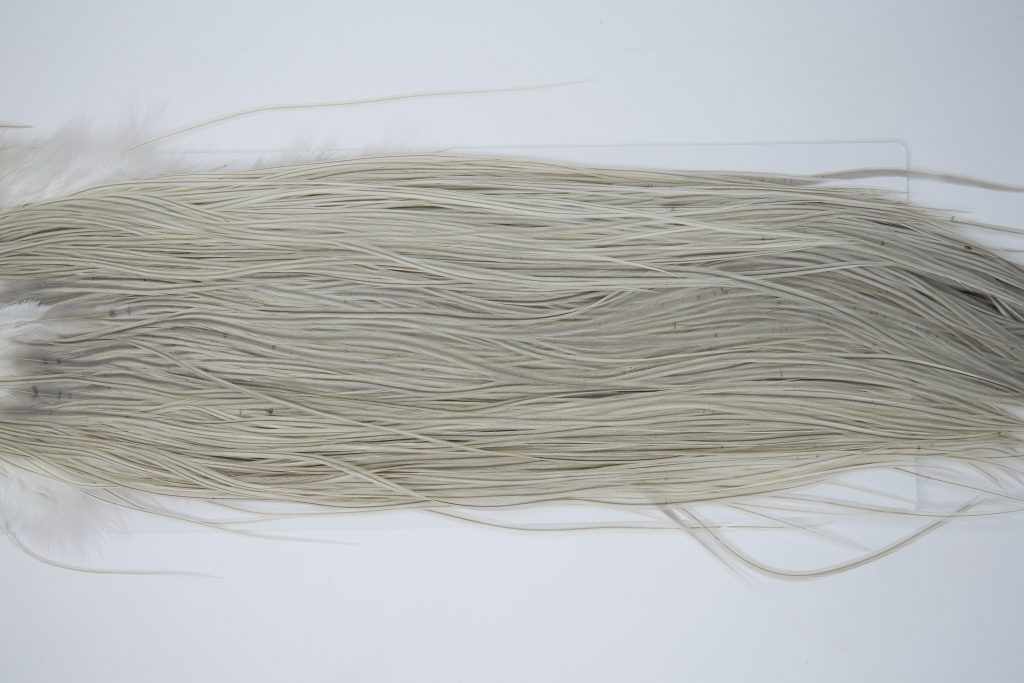 12009 Hebert Dry Fly Hackle Silver Grade Rooster Saddle Light Grey Dun Ties Size 12-14