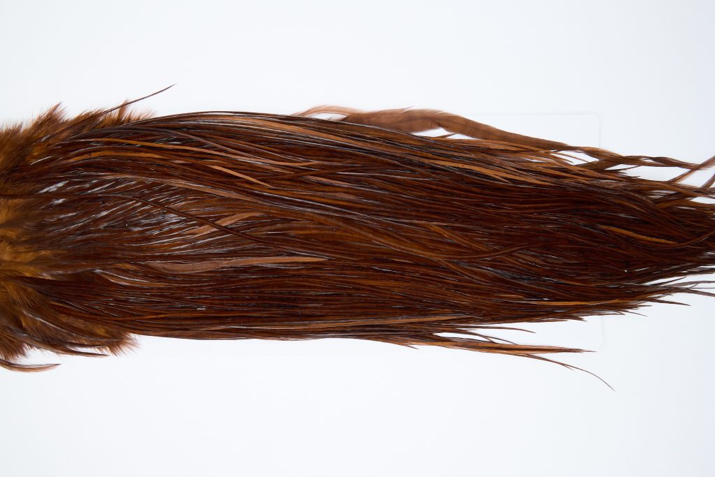 12012 Hebert Dry Fly Hackle Silver Grade Rooster Saddle Coachman Brown Ties Size 12-14