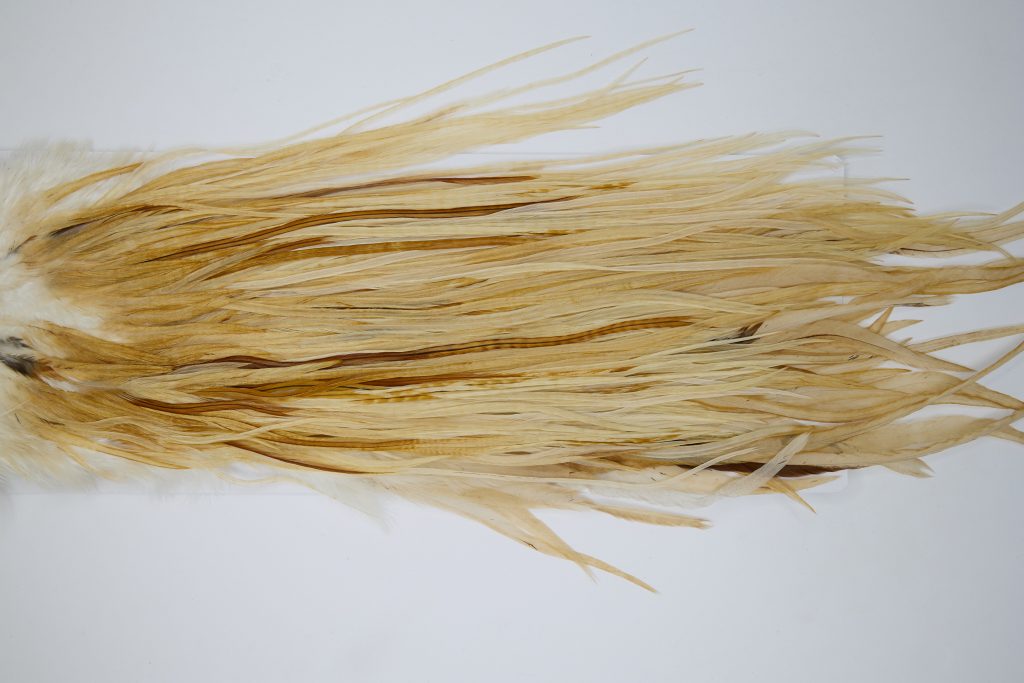 12015 Hebert Dry Fly Hackle Silver Grade Rooster Saddle Light Ginger Ties Size 10-14