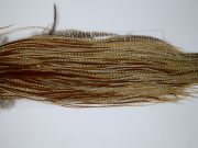 12017 Hebert Dry Fly Hackle Silver Grade Rooster Saddle Medium Barred Ginger Ties Size 14-16