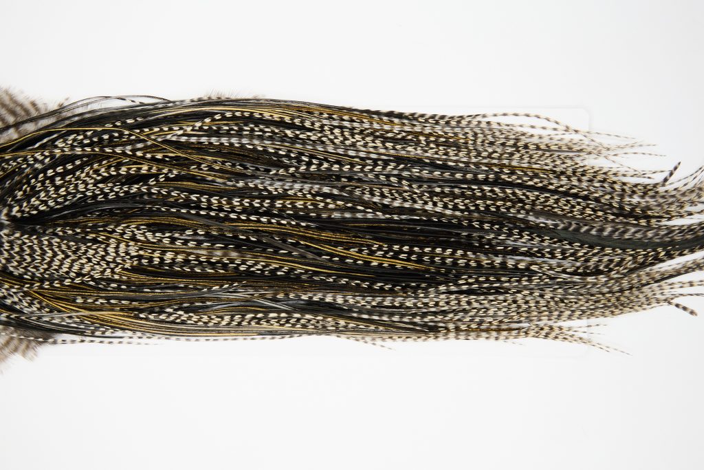 12031 Hebert Dry Fly Hackle Silver Grade Rooster Saddle Grizzly Variant Ties Size 12-16