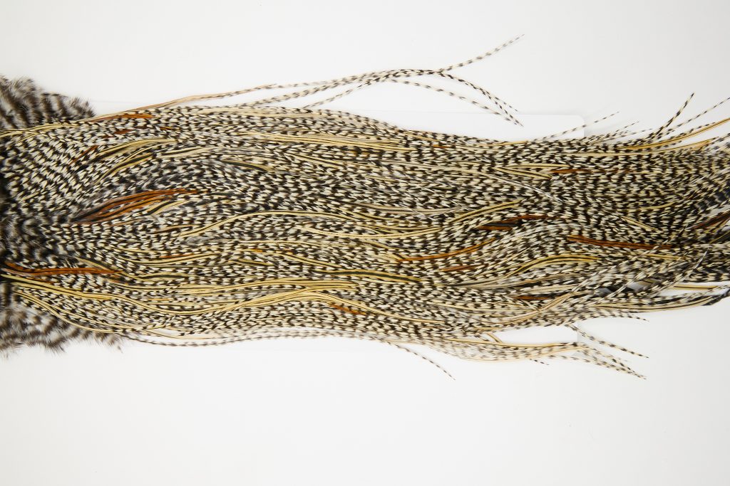 12035 Hebert Dry Fly Hackle Silver Grade Rooster Saddle Grizzly Variant Ties Size 12-14