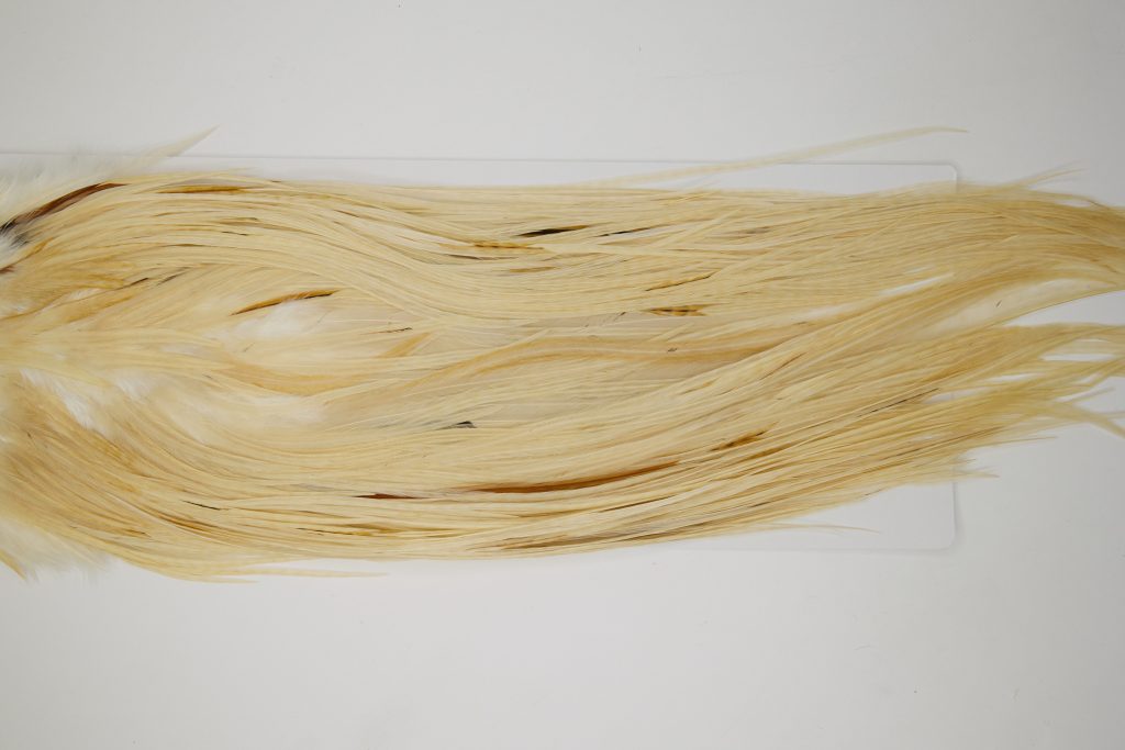 12046a Hebert Dry Fly Hackle Bronze Grade Rooster Saddle Light Ginger Ties Size 12-16