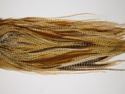 12049 Hebert Dry Fly Hackle Bronze Grade Rooster Saddle Medium Barred Ginger Ties Size 12-14