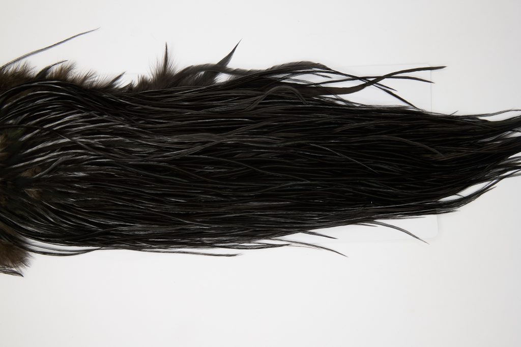 12051 Hebert Dry Fly Hackle Bronze Grade Rooster Saddle Black Ties Size 12-16