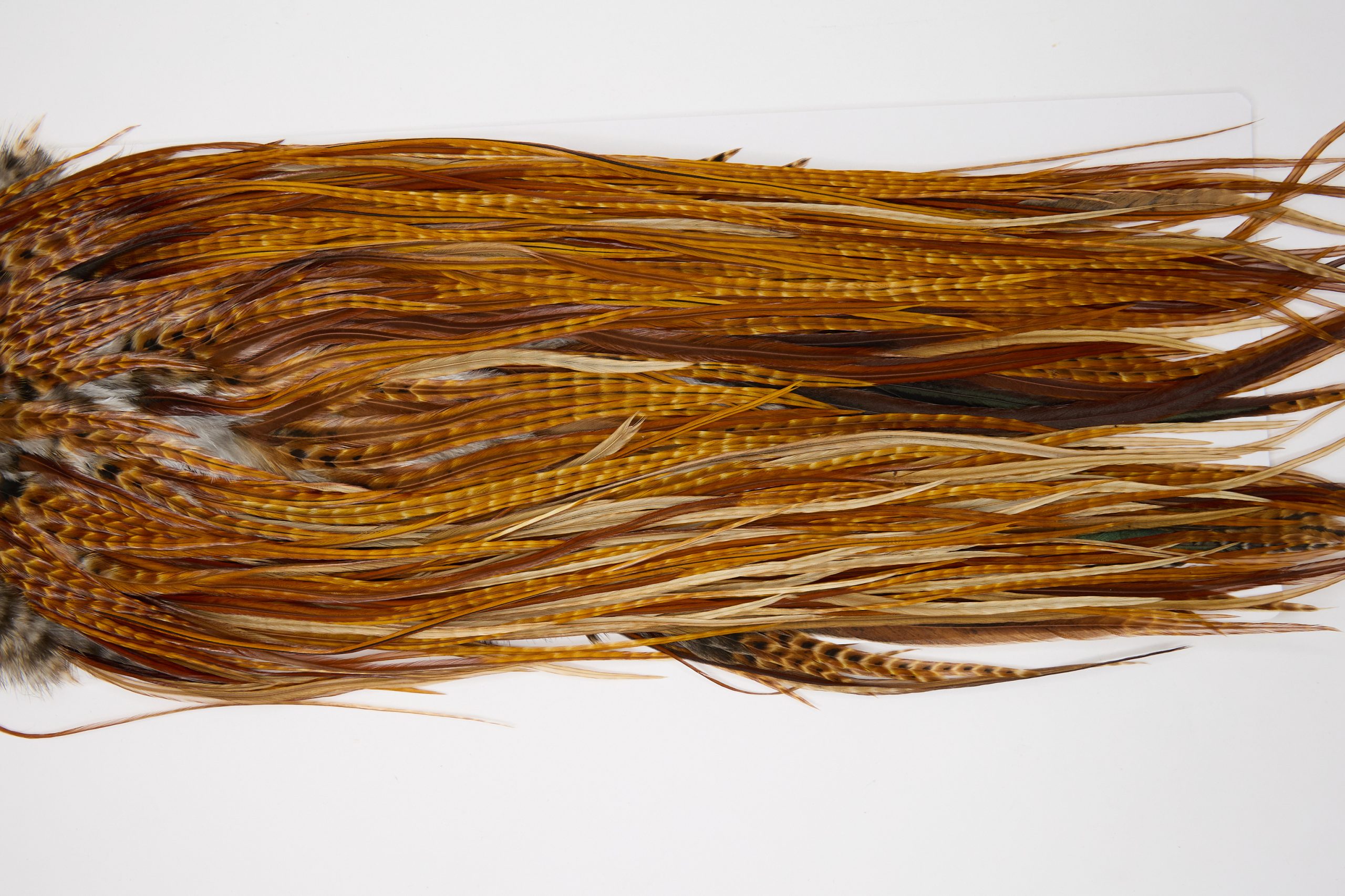 12067 Hebert Dry Fly Hackle Pro Grade Rooster Saddle Barred Dark Ginger Ties Size 14-16