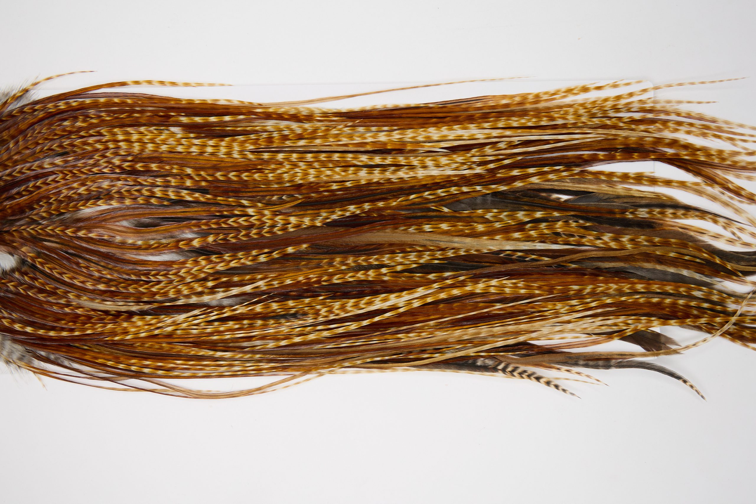 12069 Hebert Dry Fly Hackle Pro Grade Rooster Saddle Barred Dark Ginger Ties Size 12-16