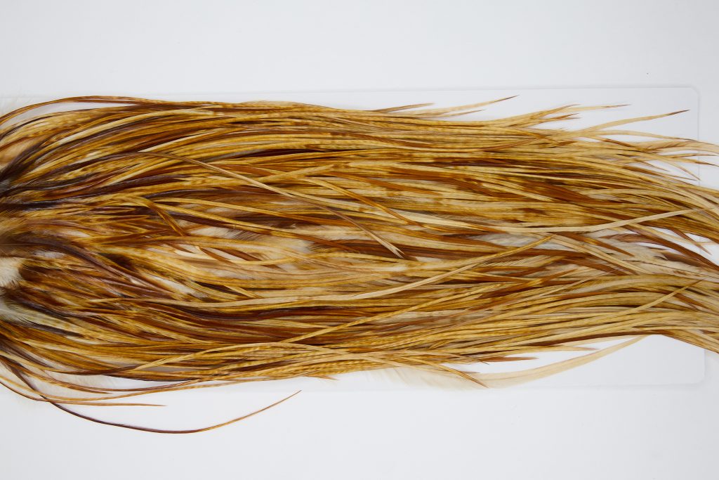 12144 Hebert Dry Fly Hackle Pro Grade Rooster Saddle Medium Ginger Ties Size 14-16