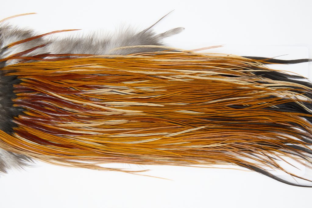 12146 Hebert Dry Fly Hackle Pro Grade Rooster Saddle Light Brown Ties Size 14-16